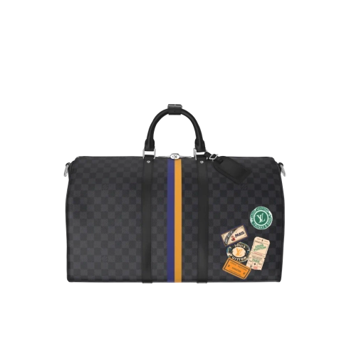 Keepall 50 Mon Monogram Płótno Damier Graphite in Kufry, Podróże i Dom's Torby podróżne i Walizki na kółkach Personalizacja akcesoriów podróżnych collections by Louis Vuitton (Powiększenie produktu)